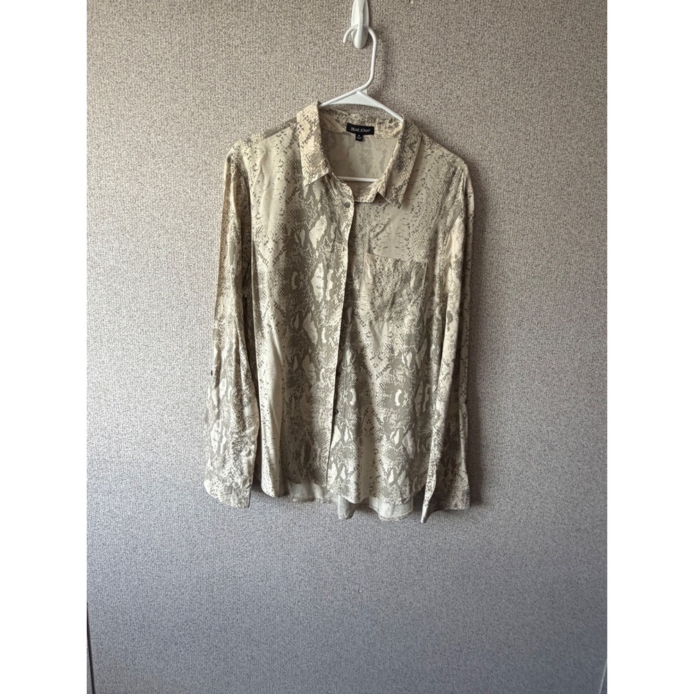 Dear John Snakeskin Print Button Down Blouse Long Sleeve Career Casual